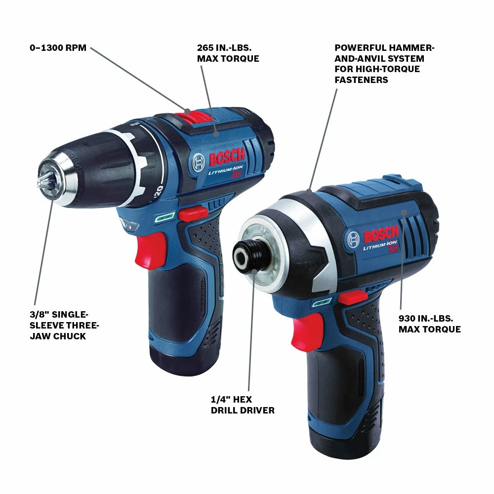 Bosch CLPK22-120 12V Lithium-Ion 3/8 In. Drill Driver And Impact Driver Combo Kit 9 Bosch CLPK22-120 12V Lithium-Ion 3/8 In. Drill Driver And Impact Driver Combo Kit - Image 9