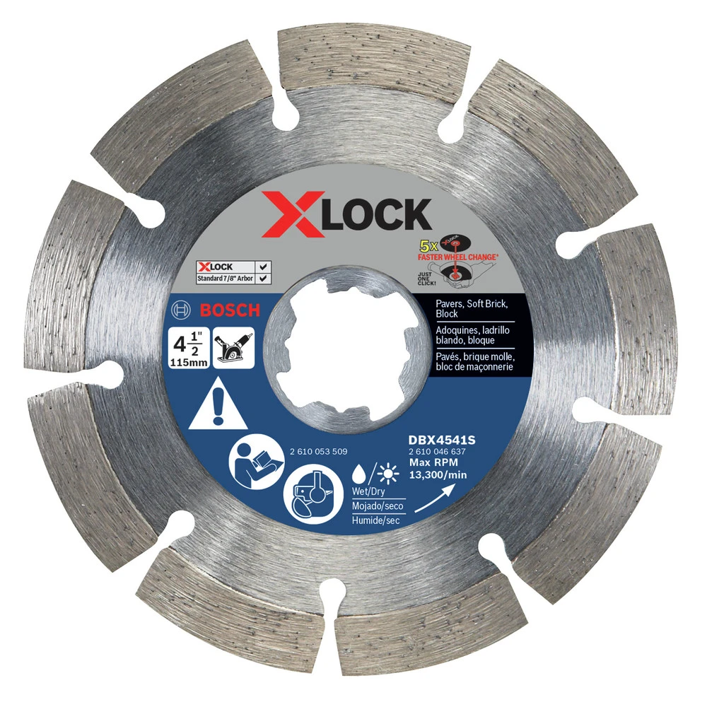 Bosch DBX4541S X-LOCK Segmented Rim 4-1/2 In. Diamond Blade 1 Bosch DBX4541S X-LOCK Segmented Rim 4-1/2 In. Diamond Blade