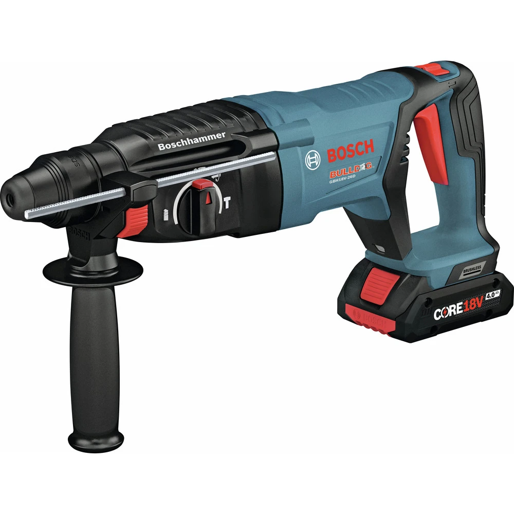 Bosch GBH18V-26DK25 Bulldog 18V EC Brushless Lithium-Ion 1 In. Cordless SDS-plus Rotary Hammer Kit With 2 Batteries (4 Ah) 2 Bosch GBH18V-26DK25 Bulldog 18V EC Brushless Lithium-Ion 1 In. Cordless SDS-plus Rotary Hammer Kit With 2 Batteries (4 Ah) - Image 2