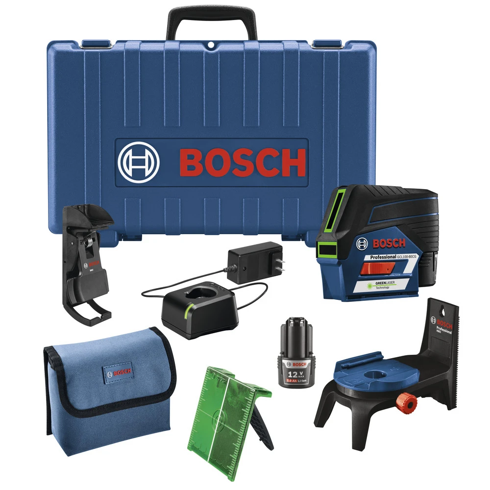 Bosch GCL100-80CG 12V Green-Beam Cross-Line Laser With Plumb Points 1 Bosch GCL100-80CG 12V Green-Beam Cross-Line Laser With Plumb Points