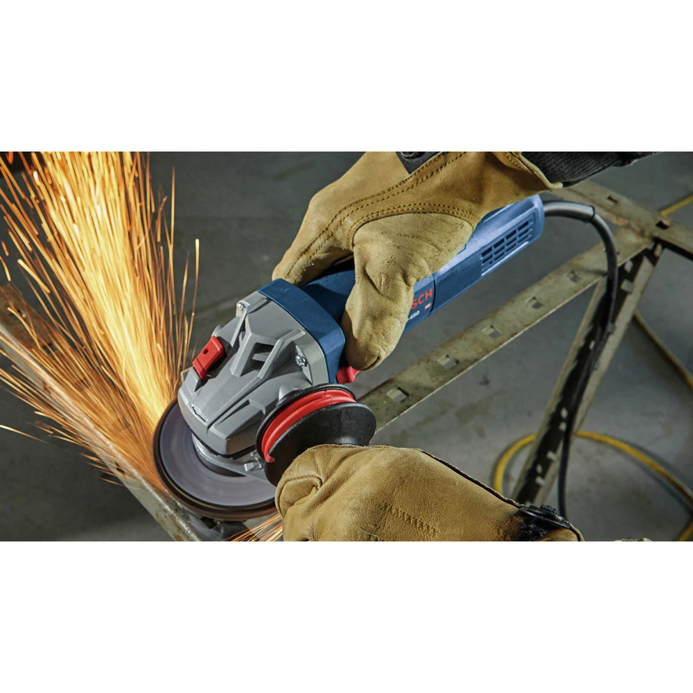 Bosch GWS10-450 120V 10 Amp Compact 4-1/2 In. Corded Ergonomic Angle Grinder 5 Bosch GWS10-450 120V 10 Amp Compact 4-1/2 In. Corded Ergonomic Angle Grinder - Image 5