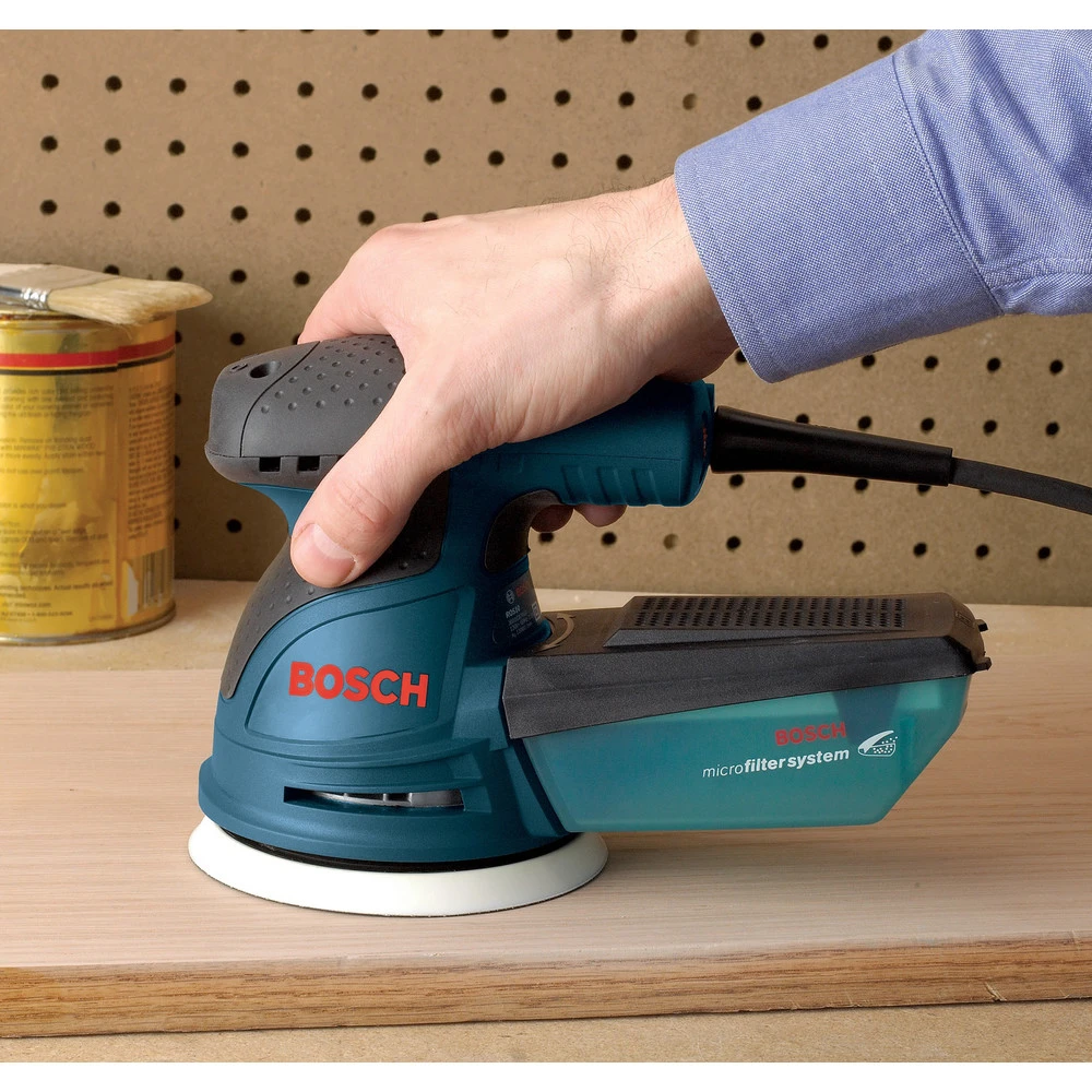 Bosch ROS20VSC 5 In. VS Palm Random Orbit Sander Kit With Canvas Carrying Bag 2 Bosch ROS20VSC 5 In. VS Palm Random Orbit Sander Kit With Canvas Carrying Bag - Image 2
