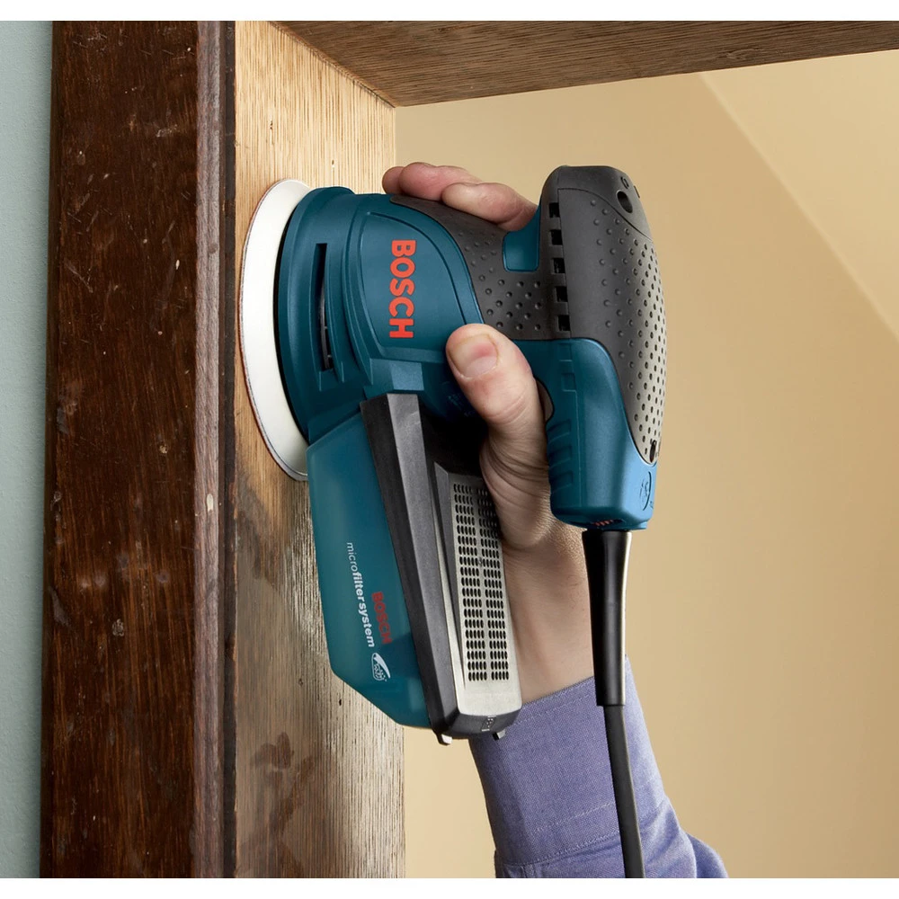 Bosch ROS20VSC 5 In. VS Palm Random Orbit Sander Kit With Canvas Carrying Bag 4 Bosch ROS20VSC 5 In. VS Palm Random Orbit Sander Kit With Canvas Carrying Bag - Image 4