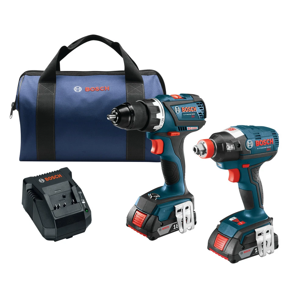 Factory Reconditioned Bosch CLPK238-181-RT 18V 2.0 Ah Cordless Lithium-Ion EC Brushless Impact Driver And Drill Driver Combo Kit 1 Factory Reconditioned Bosch CLPK238-181-RT 18V 2.0 Ah Cordless Lithium-Ion EC Brushless Impact Driver And Drill Driver Combo Kit