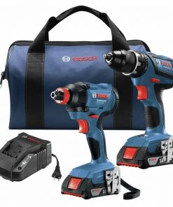 Factory Reconditioned Bosch GXL18V-232B22-RT 18V Compact Tough Lithium-Ion 1/2 In. Cordless Drill Driver / 1/4 In. And 1/2 In. 2-in-1 Bit/Socket Impact Driver Combo Kit (2 Ah)